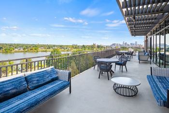 Sky lodge with rooftop patio, dining room and kitchen